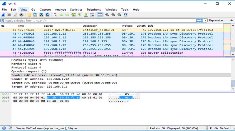 wireshark capture udp data