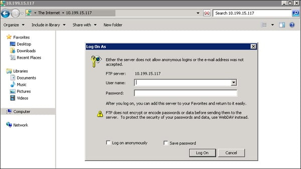 setting up ftp server name or address could not be resolved