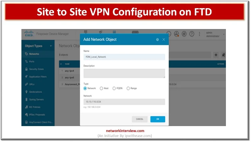 Site to Site VPN Configuration on FTD