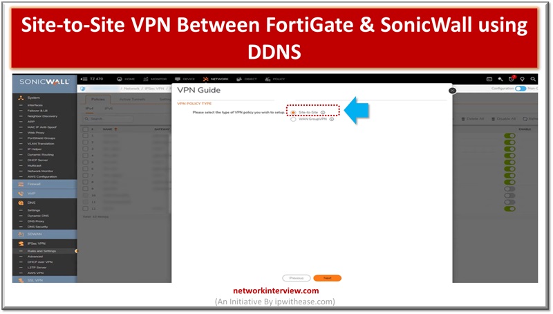 Site-to-Site VPN Between FortiGate and SonicWall using DDNS