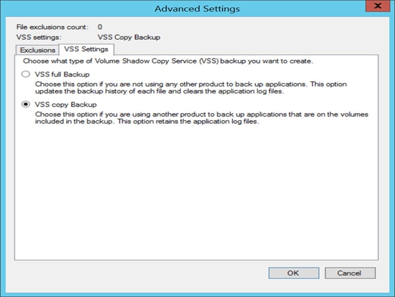 Steps to follow to backup your Exchange database using the Windows Server Backup 6
