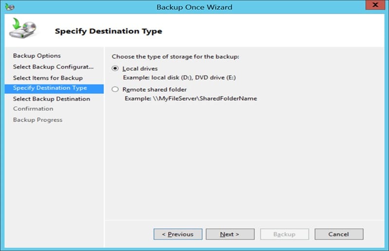 Steps to follow to backup your Exchange database using the Windows Server Backup 7