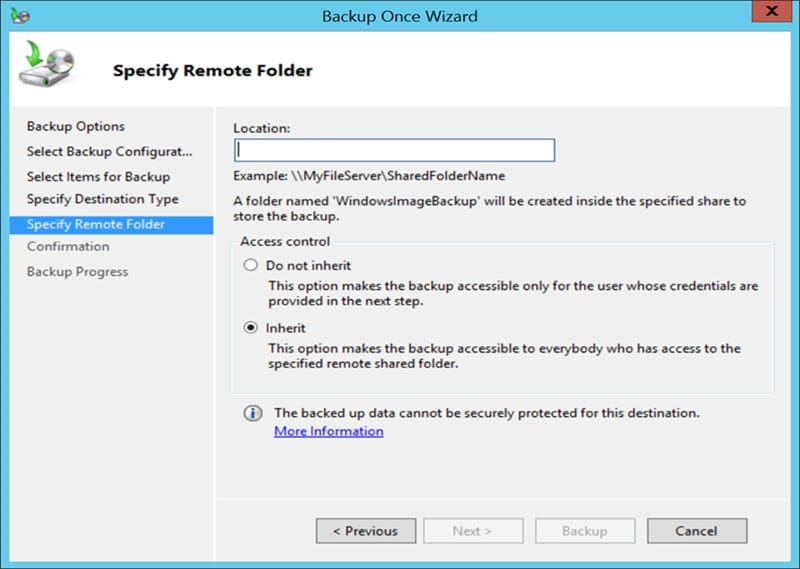 Steps to follow to backup your Exchange database using the Windows Server Backup 9